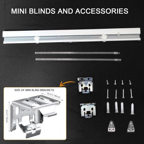 Cordless 1 Mini Blinds Suitable for 32.5 W x 64 H Windows Darkening Waterproof Aluminum Heat Resistant Horizontal Window Blinds & Shades Hidden Install for Bedroom,Kitchen,Bathroom