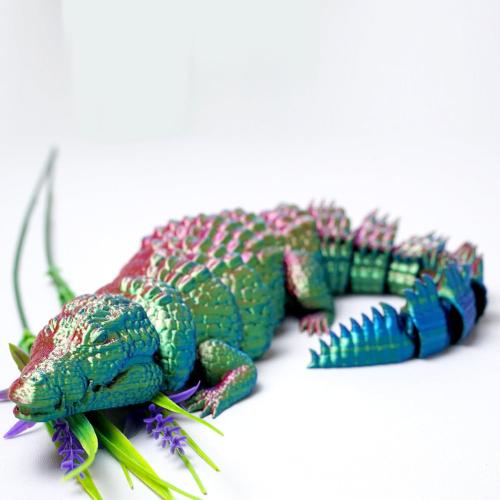 3D Printed Crocodile Model,Flexible Realistic Articulated Toys,Mystery Figurines Gifts for Easter,Executive Desk Funny Décor and Festival Collectible,Easter Basket Stuffers (RGB)