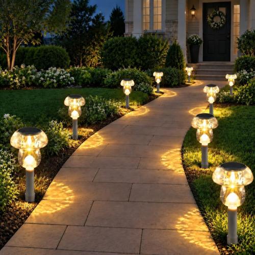 Benany Solar Lights Outdoor, 16 Pack Mushroom Lights Outside Waterproof, Solar Powered LED Lighting for Garden, Yard, Landscape, Path, Pathway, Lawn, Walkway, Driveway, Backyard Decor (Warm White)
