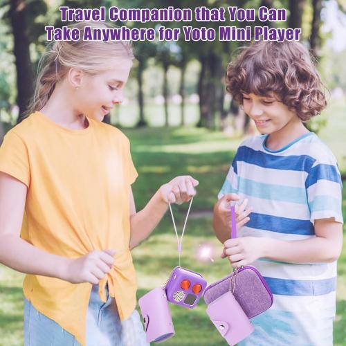 YouKnow Hard Case and Silicone Cover for Yoto Mini Player, Kids Audio Music Accessory with Card Case Holder for up to 10 Cards (Purple)