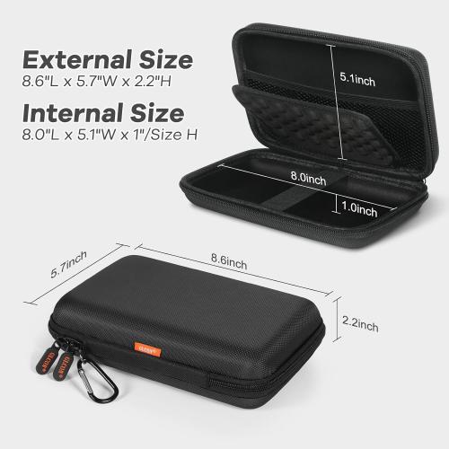 Shockproof Hard Shell Carrying Case for GPS, External Hard Drive, Power Bank, Charger, Cable, Heart Monitor, Cell Phone, Electronic Accessories - Larger Capacity Storage Pouch Travel Bag