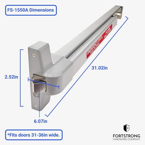 Commercial Door Bar Panic Exit Device with Alarm - FS-1550A UL Listed Push Bar Door Handle - Emergency Opener for Exits - Grade 1 Certified Crash Handle