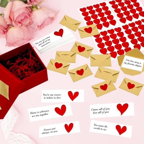 60 Mini Blank Love Notes and Envelopes for Him, Her, Wife, Husband, Mini Envelopes With Blank Cards, Tiny Valentines Day Card, Cute Birthday, Couple Gifts For Girlfriend Boyfriend