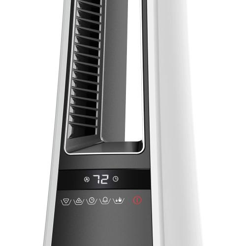 Lasko Oscillating Bladeless Ceramic Tower Space Heater for Home with Enhanced Safety, Adjustable Thermostat, Filter, Timer and Remote Control, 27 Inches, Silver, 1500W, AW300