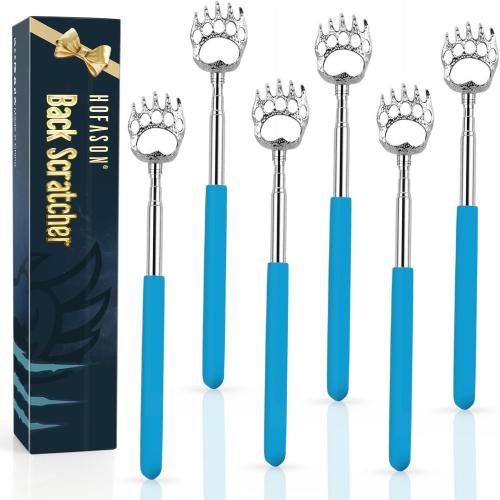 6 Pack Back Scratcher Fathers Day Dad Gifts, White Elephant Gifts for Adults, Stocking Stuffers for Men Women Teens, Prizes for Adults, Extendable Bulk Back Massager for Thanksgiving Birthday (Blue)