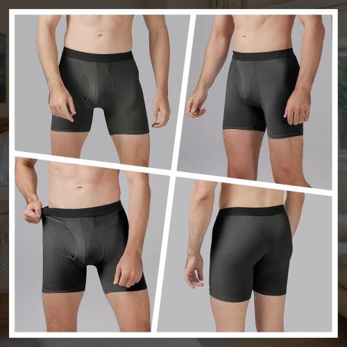 Size m BAMBOO COOL Men's Underwear Breathable Boxer Briefs with Fly Moisture-Wicking Lightweight Underwear 7-Pack