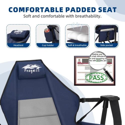 Portable Hammock Camping Chair with Adjustable Back, Folding Hammock Chair Supports 330lbs, Camping Swing Chair for Adults, Camping Hammock Chair for Lawn, Concerts, Backyard, Stargazer