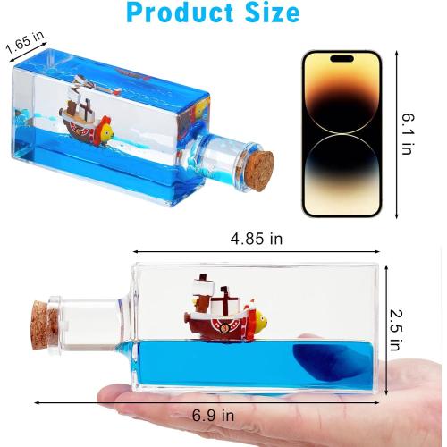 Honsheng Unsinkable Boat One Thousand Pirate Ship Piece Model Sunny Toys in a Bottle Box Acrylic Cruise Ship Fluid Drift Paperweight Desk for Decoration Boys Girls Gifts