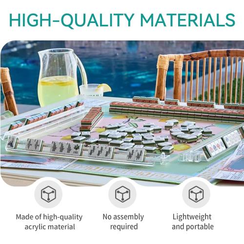 Mahjong Rack Pusher Set, Mahjong Racks with Pushers, 4PCS Acrylic Clear Mahjong Racks, 4 Transparent Acrylic Mahjong Rack, Mahjong Accessories