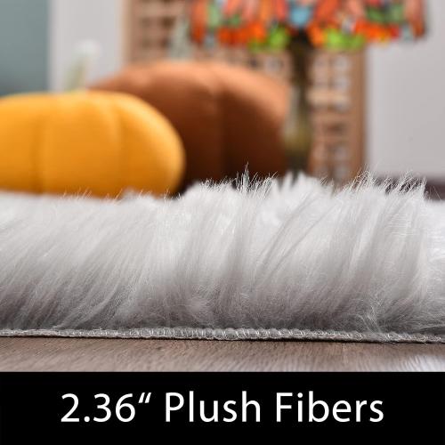 Small Rugs for Bedroom 2x3 Grey Faux Sheepskin Rug for Living Room Super Soft Rugs for Dorm Room Fluffy Rug for Bedroom Rectangle