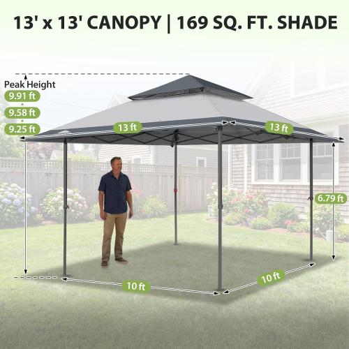 ‼️could have missing items and stains‼️EAGLE PEAK 13x13 Pop Up Canopy Tent, Auto Extended Eaves, Light Gray | Easy Setup, Heavy Duty Outdoor Canopy Tent, Pop Up Gazebo for Backyard, Patio, Camping & Parties, Wheeled Carry Bag, UPF 50