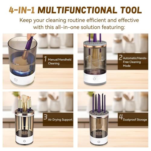 Electric Makeup Brush Cleaner - Portable Compact Design for Travel Home Use - Professional Makeup Brush Cleaning Machine - Automatic Makeup Brush Cleaner