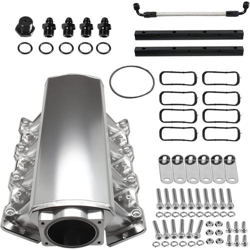 LS LS1 LS2 LS6 Intake Manifold Compatible for Chevy for GMC for Pontiac Intake Manifold Cathedral Port Silver 102mm