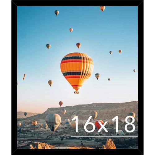 16x18 Picture Frame Black for Poster Photo Picture, Horizontal and Vertical Formats for Wall Hanging, 16 x 18 Wall Gallery Poster Photo Frame for 16 by 18 Photos Posters, Black