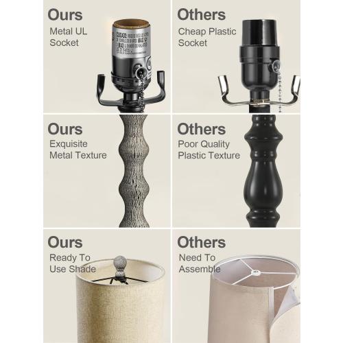 Rustic Farmhouse Buffet Lamps Set of 2, 30 Tall Table Lamps with Metal Base & Linen Shade – UL Certified, Perfect for Adding a Warm, Cozy Glow to Living Rooms, Dining Rooms & Entryways