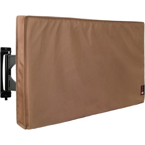 Brown 68x42 iBirdie Outdoor TV Cover 70 to 75 inch Weatherproof, Cover Size 68''L x 42''H, Waterproof for Outside Flat Screen 70 to 75 inch TV, Brown, 600D Thick Fabric Screen Protector with Bottom