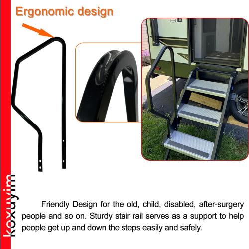 Step Handrail for Step Above 2nd Generation RV Entry Step. STP214-121H 3 Step Handrail Add Even More Support for Entering and Exiting Your RV