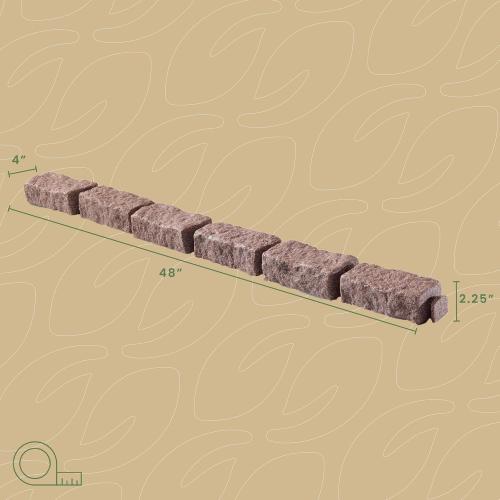 Landscape Edging | Garden Edging Border | Polyrock Bricks for Lawn edging, Flower beds, Pathways & Yard Edging– 4 Packs | Each Section Has 6 Bricks 48L x 4W x 2.25H | 12 Spikes |Cobblestone