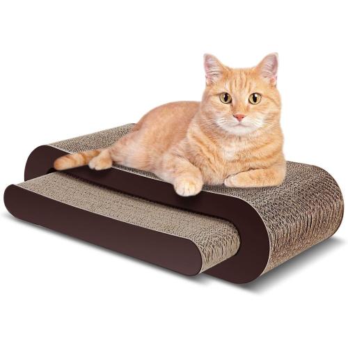 FluffyDream 2in1 Cat Scratcher Cardboard Lounge Bed, Cat Scratching Board, Durable Board Pads Prevents Furniture Damage