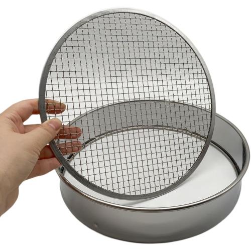 Soil Sifter Set with 3 Sieve Meshes for Rock and Sand - Stainless Steel