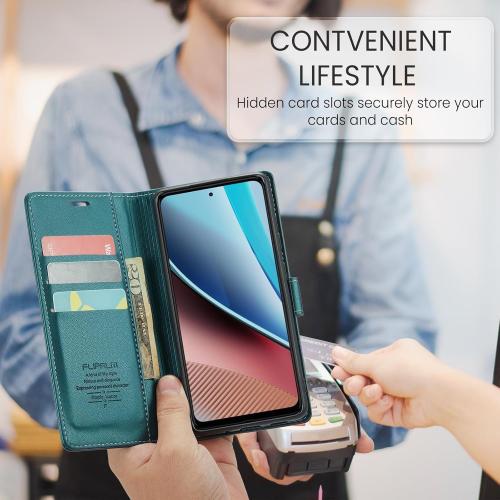 Wallet Case for Samsung Galaxy A35, RFID Blocking Credit Card Holder, PU Leather Folio Flip Kickstand Protective Shockproof Cover for Galaxy A35 (Blue-Green)