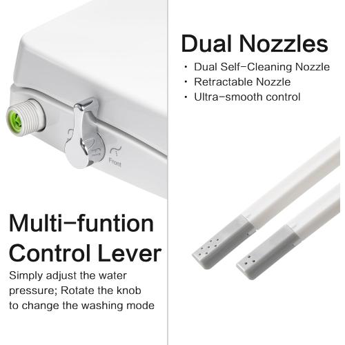 Bidet Seat for Elongated Toilet Seat Non-Electric Soft Close with Quick Release Hinges for Easy Clean Dual Nozzle Front and Rear Wash(PG303A-HPN-AZ)