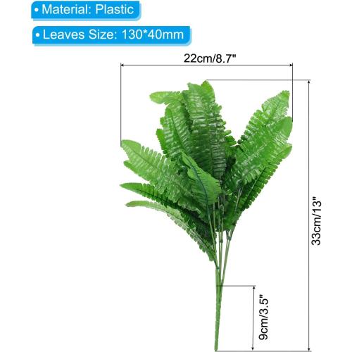 PATIKIL Artificial Greenery Plants, 2 Pcs 7 Bundles Green Plant with Persian Leaf Leaves Grass Stems for Home Wedding Garden Office Decoration Party Table Backyard Indoor, Green