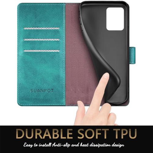 SUANPOT for Motorola Moto G 5G 2023 Wallet case 【RFID Blocking】 Credit Card Holder, Flip Folio Book PU Leather Phone case Shockproof Cover Women Men for MotoG 5G case Blue Green