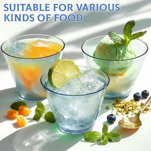 50 Pack Plastic Cups 9 oz Blue Clear Plastic Cups for Cocktail Fancy Disposable Cup for Party Stemless Wine Glasses for Wedding Thanksgiving Christmas Party Graduation