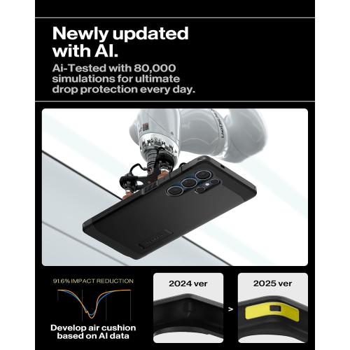 Spigen for Galaxy S25 Ultra Case, Tough Armor MagFit [Kickstand] [Compatible with MagSafe] [Military-Grade Protection] - Black