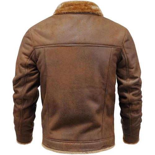 Men's Distressed Brown Genuine Sheepskin Leather Jacket