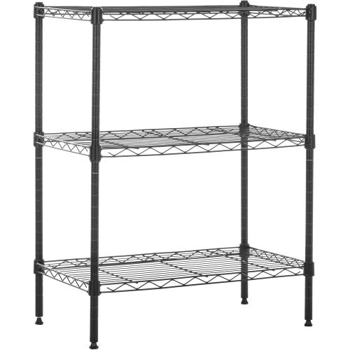 Amazon Basics 3-Shelf Adjustable Heavy Duty Steel Wire Rack Storage Shelving Organizer for Kitchen, Garage, 23.2 L x 13.4 W x 30 H, Black