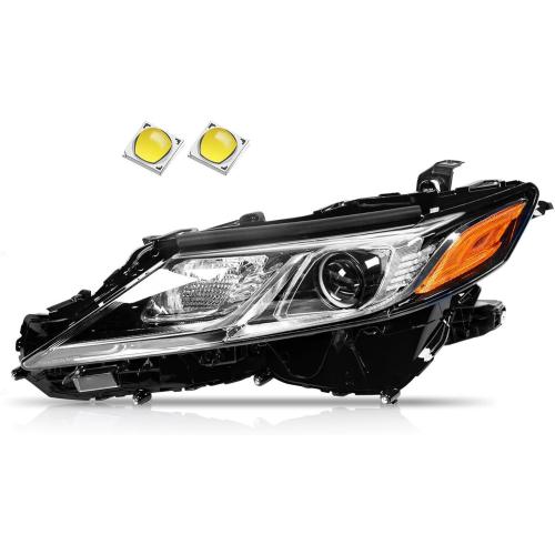 Color Black 2018-2022 Camry L LE SE Headlights,LED Projector Headlight Assembly Compatible with Toyota Camry 2018 2019 2020 2021 2022 Replacement Left Driver Side