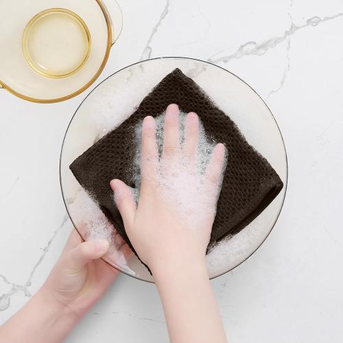 Homaxy 100% Cotton Waffle Weave Kitchen Dish Cloths, 3-Pack, Dark Brown