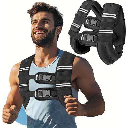 Zikopomi Weighted Vest Woman Man, 6lb/8lb/12lb/16lb/20lb/25lb/30lb Weight Vest with Reflective Stripes for Workout, Strength Training, Running, Fitness, Muscle Building, Weight Loss, Rucking Vest