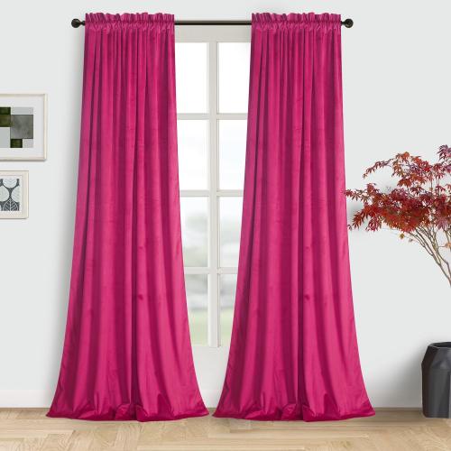 Roslynwood Velvet Berry Curtain 120 inch Long - Curtains Block Light Rod Pocket Thermal Insulated Window Drapes Set for Living Room/Bedroom/Dining Room, W52 x L120, 2 Panels