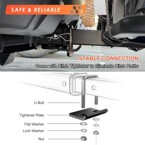 MeeFar Hitch Mount Cargo Carrier Basket 53 x19 x 5 Waterproof Cargo Bag (51 x17x 18), Hauling Weight Capacity of 500 Lbs fit on 2 Inch Receiver with Hitch Stabilizer,Net and Straps