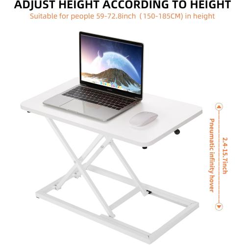 biueus Height Adjustable Standing Desk Converter, Stand Up Desk Converter for Home Office, Gas Spring Computer Workstation for Monitor Or Laptop (White-23.6Inch)