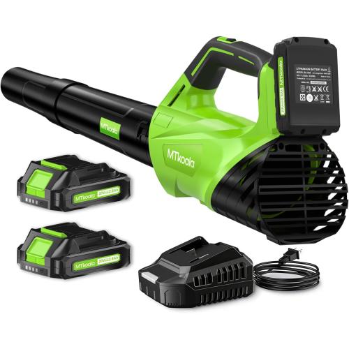2026 Upgrade Leaf Blower, Leaf Blower Cordless with 2 * 2.6AH Batteries and Fast Charger, 450CFM &150MPH and 2 Speed Mode, Lightweight Electric Leaf Blowers for Lawn, Yard, Leaves, Dust Car (Green)