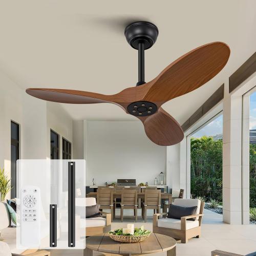 KBZZ 36 Modern Ceiling Fan - No Light, 6 Speeds, Reversible DC Motor, 3 ABS Blades, Black - Remote Controlled for Indoor/Outdoor