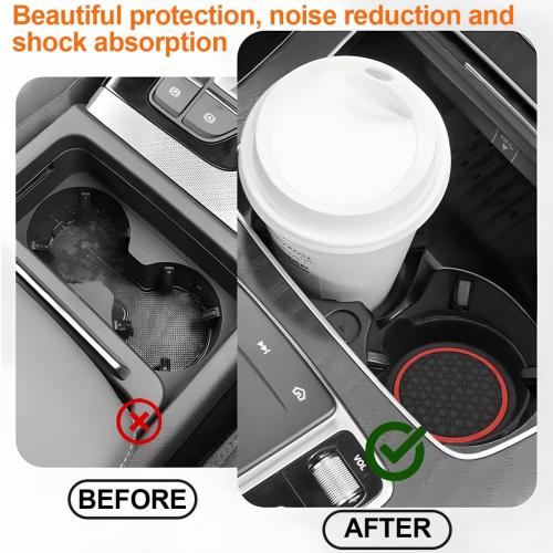 HZEL 4PCS 2.75 Inch PVC Car Cup Holder Coasters, Red/Black