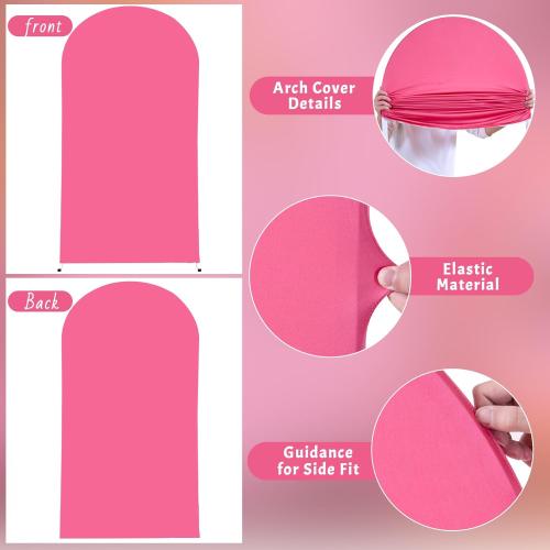 Hot Pink Arch Cover, 6FT Spandex Fitted Wedding Arch Stand Covers Round Top Chiara Backdrop Cover for Birthday Party Ceremony Banquet Decoration