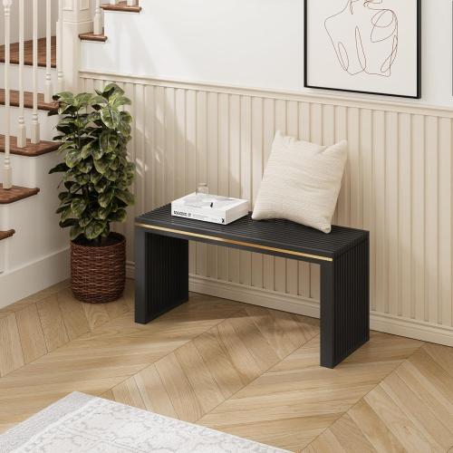 Wisuce Essentials Bamboo Indoor Long Dining Bench, Outdoor Modern Wood Benches 35 Inch Bamboo Bench for Living Room Hallway Bedroom Bathroom