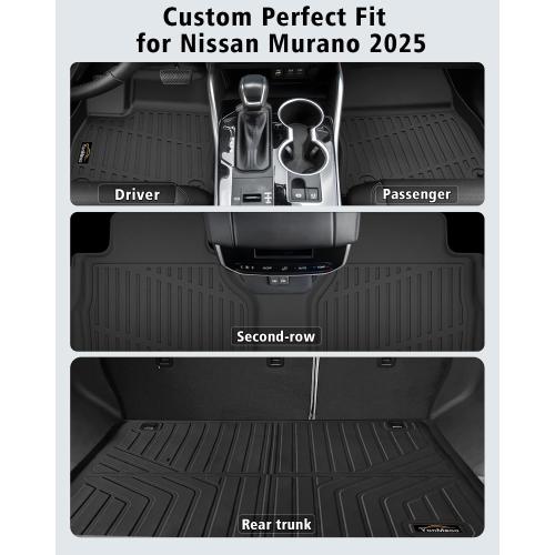 Floor Mats & Cargo the SV/SL/Platinum All Weather TPE Rubber Floor Liners Full Set Automotive Mat for Murano 2025 Accessories, Black