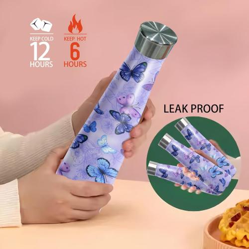 16 oz Butterfly Stainless Steel Water Bottle, Leak Proof Cola Shape Thermo, Insulated Sports Flask Travel Coffee Mug Cup Tumbler, Gifts for Woman Animal Lovers