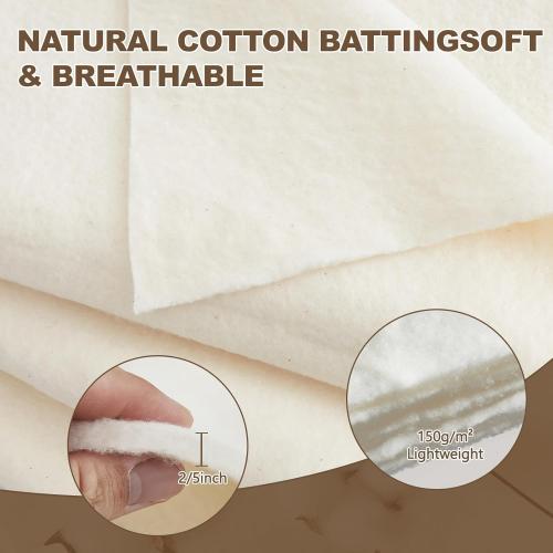 RRKTP Cotton Quilt Batting by The Roll,80/20 Cotton/Polyester Blend Batting for Quilting,Warm Soft Natural Batting for Sewing,Stuffing for Crafts Handmade Quilts&Sewing Project 90 X 20 Yard
