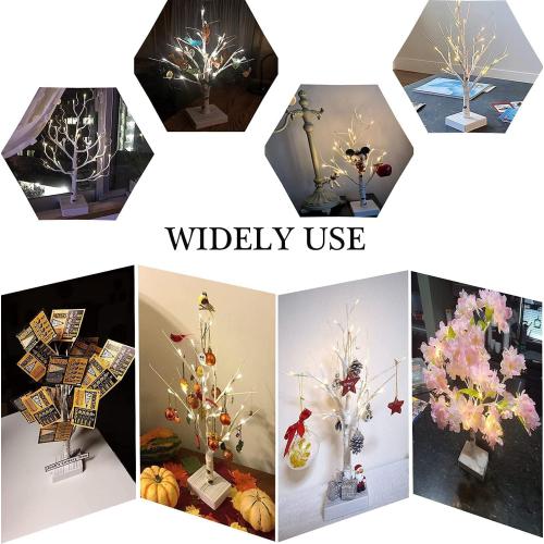 Hairui Lighted Easter Tree with Timer, Tabletop Birch Tree with Lights 18IN 24 LED for Fireplace, Mantle Party Decoration