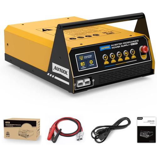 AUTOOL Flash Reprogramming Power Supply 120 Amp, Car Battery Charger with Battery Repair Mode, Flash Reprogrammer & Adjustable Power Supply w/ 6.5ft Cables, HD Display