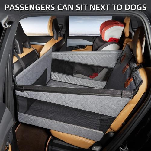 Large Dog Car Seat,Back Seat Extender for Dogs,Waterproof Medium Dog Seat Cover for Backseat, Pet Bed for Car Hammock(Grey-L)