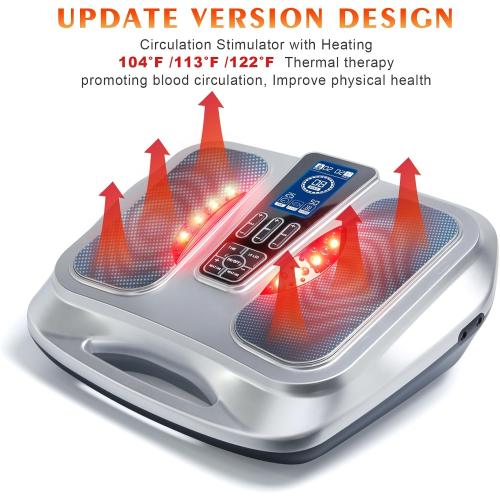 OSITO Foot Circulation Stimulator with Heat, FSA or HSA Eligible, EMS Foot Massager for Neuropathy Pain Relief Feet Massager with 8 TENS Unit Pads, Silver